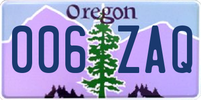OR license plate 006ZAQ