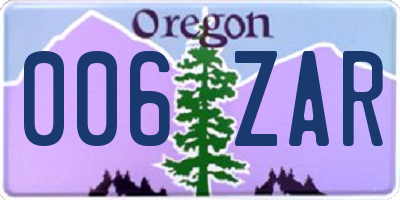 OR license plate 006ZAR