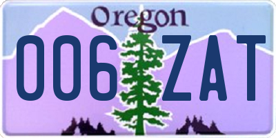 OR license plate 006ZAT