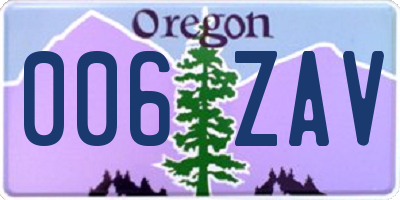 OR license plate 006ZAV