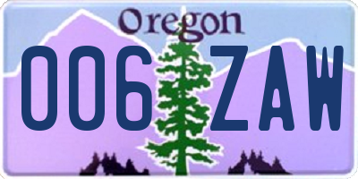 OR license plate 006ZAW