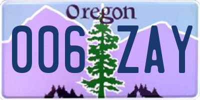 OR license plate 006ZAY