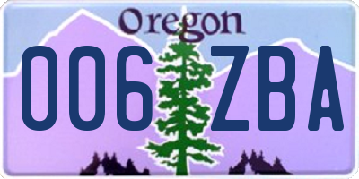 OR license plate 006ZBA