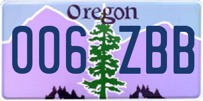 OR license plate 006ZBB