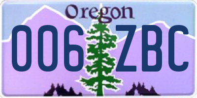 OR license plate 006ZBC
