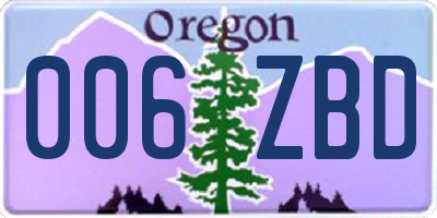 OR license plate 006ZBD