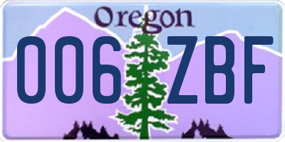 OR license plate 006ZBF