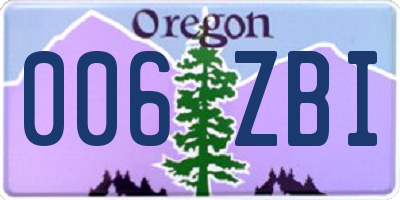 OR license plate 006ZBI