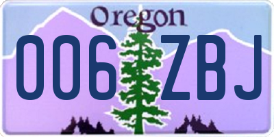 OR license plate 006ZBJ