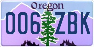 OR license plate 006ZBK