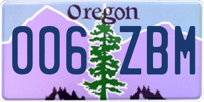 OR license plate 006ZBM