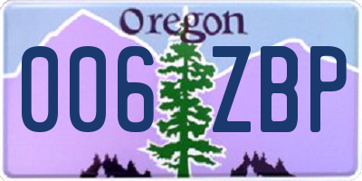 OR license plate 006ZBP