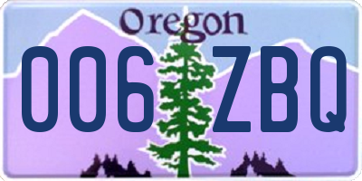OR license plate 006ZBQ