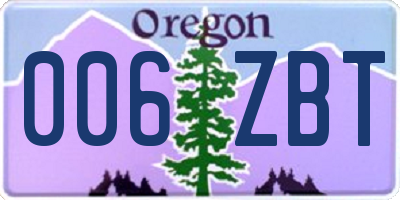 OR license plate 006ZBT
