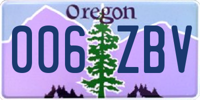 OR license plate 006ZBV