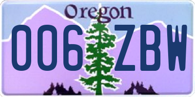 OR license plate 006ZBW
