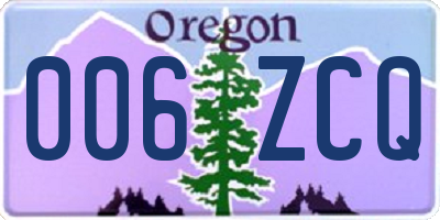 OR license plate 006ZCQ