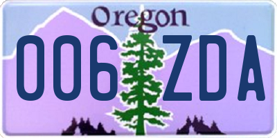 OR license plate 006ZDA