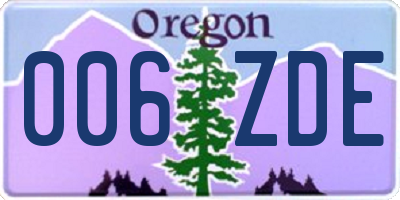OR license plate 006ZDE
