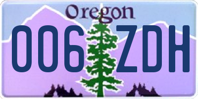 OR license plate 006ZDH