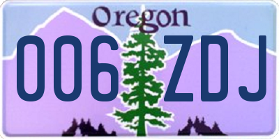 OR license plate 006ZDJ