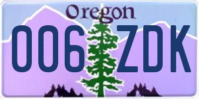 OR license plate 006ZDK