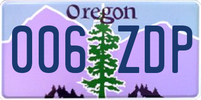 OR license plate 006ZDP