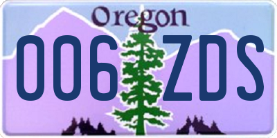 OR license plate 006ZDS