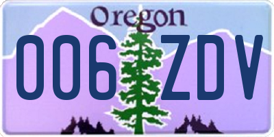 OR license plate 006ZDV