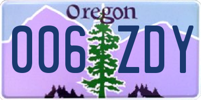 OR license plate 006ZDY