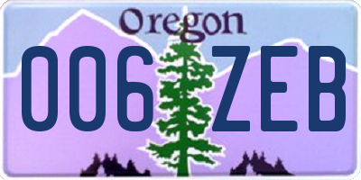 OR license plate 006ZEB
