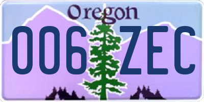 OR license plate 006ZEC