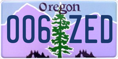 OR license plate 006ZED
