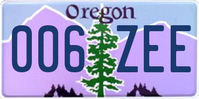OR license plate 006ZEE