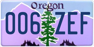 OR license plate 006ZEF