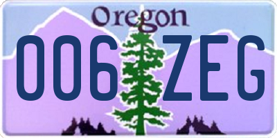 OR license plate 006ZEG