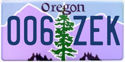 OR license plate 006ZEK