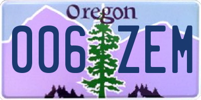 OR license plate 006ZEM