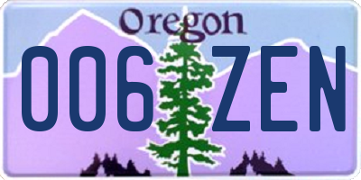 OR license plate 006ZEN