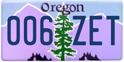 OR license plate 006ZET