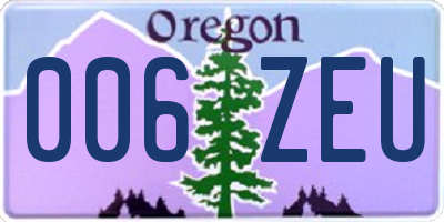 OR license plate 006ZEU