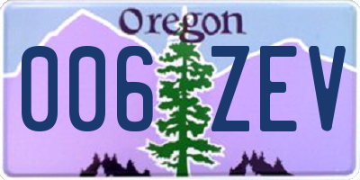 OR license plate 006ZEV