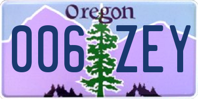 OR license plate 006ZEY