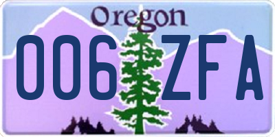 OR license plate 006ZFA