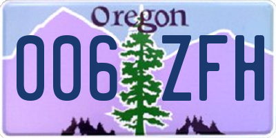 OR license plate 006ZFH