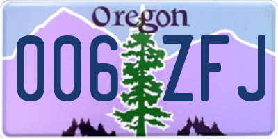 OR license plate 006ZFJ
