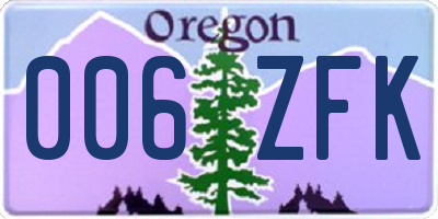 OR license plate 006ZFK
