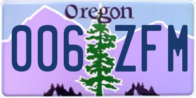 OR license plate 006ZFM