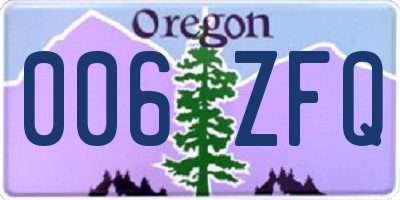 OR license plate 006ZFQ