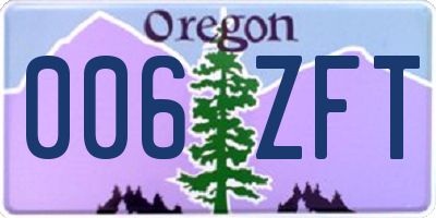 OR license plate 006ZFT